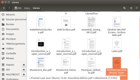 Une vue de fichiers PDF depuis GNOME Fichiers Une vue de fichiers PDF depuis GNOME Fichiers