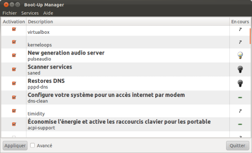Capture écran de BootUp-Manager Capture écran de BootUp-Manager