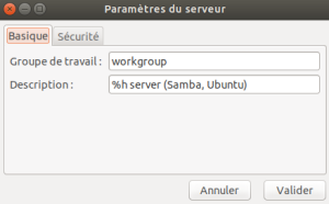 Certains paramètres basiques du serveur Samba sont modifiables. Certains paramètres basiques du serveur Samba sont modifiables.