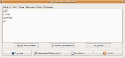 Onglet Inclure