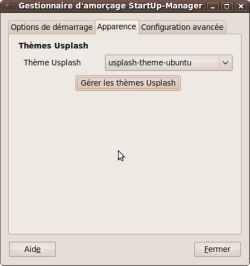 Les options de paramétrage du bootsplash
