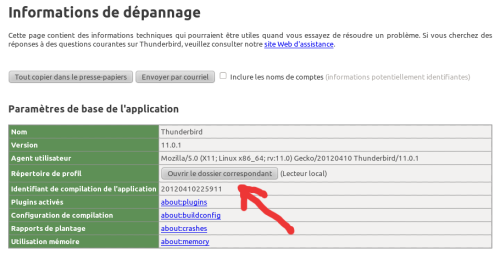 Informations de dépannage : Bouton "Ouvrir le dossier correspondant" Informations de dépannage : Bouton "Ouvrir le dossier correspondant"