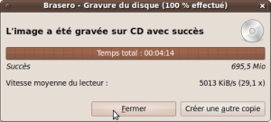 L'utilitaire vous indique que la gravure s'est bien déroulée L'utilitaire vous indique que la gravure s'est bien déroulée