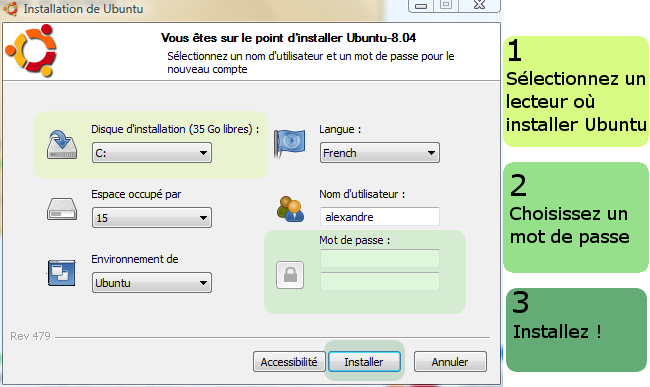L'installation en 3 étapes L'installation en 3 étapes