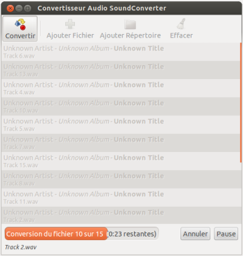 Capture d'écran Sound converter sous Ubuntu 12.04