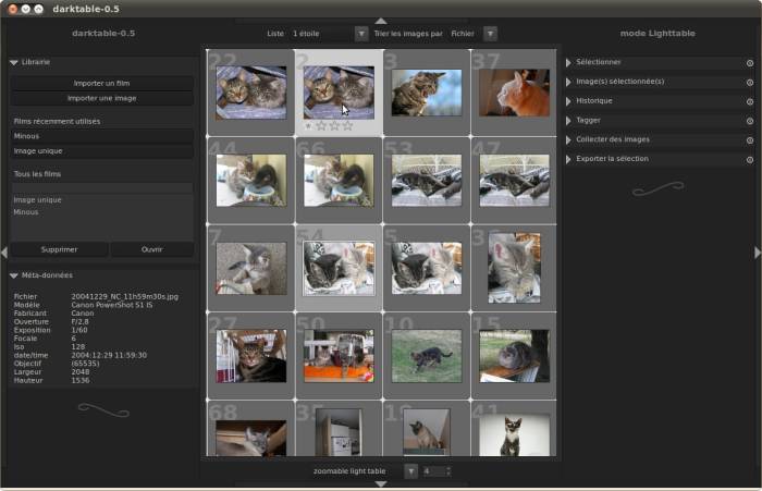 Darktable en mode "table lumineuse"
