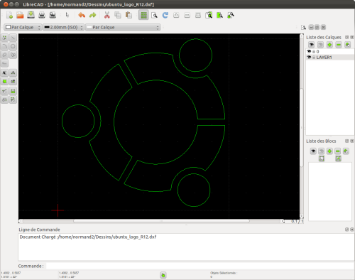 La fenêtre de LibreCAD La fenêtre de LibreCAD