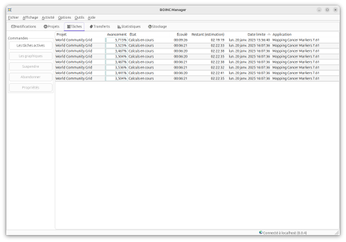 Suivi des tâches en local Suivi des tâches en local