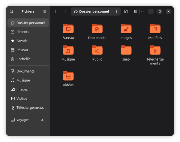 Voyager monté dans GNOME Fichiers