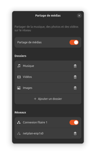 Partage de médias