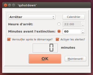 Fenêtre principale de qshutdown Fenêtre principale de qshutdown