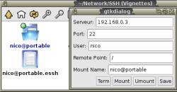 Utilisation d'sshfs-dialog avec Rox-filer Utilisation d'sshfs-dialog avec Rox-filer