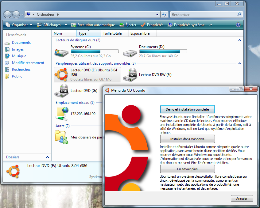 uMenu, exécuté sous Microsoft Windows Vista