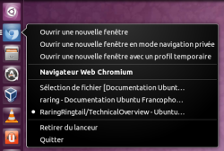 La fenêtre active est désormais indiquée d'un point dans la liste contextuelle d'un lanceur. La fenêtre active est désormais indiquée d'un point dans la liste contextuelle d'un lanceur.