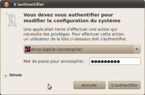 Vous devez vous authentifier avec un compte d'administrateur pour modifier des options avancées ou le compte d'un autre utilisateur